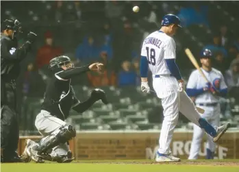  ?? CHRIS SWEDA/CHICAGO TRIBUNE ?? The Cubs’ Frank Schwindel reacts after striking out against the White Sox on May 3.