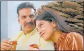  ??  ?? Actors Akshay Kumar and Bhumi Pednekar in a still from the film based on open defecation.