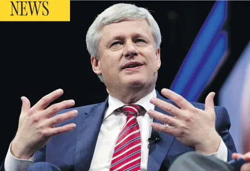  ?? JOSE LUIS MAGANA / THE CANADIAN PRESS FILES ?? Former prime minister Stephen Harper argues in his new book that Donald Trump rose to become president because average Americans are not doing well, and they have rejected mainstream candidates like Jeb Bush and Hillary Clinton. Harper says that politician­s must look for ways to help working people.