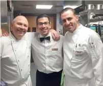  ?? Supplied photo ?? John Carter (middle) with two senior chefs during one of his hotel visits conducted as part of the coursework. —