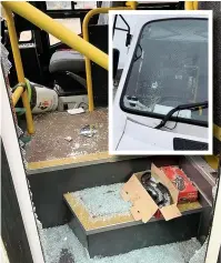  ??  ?? Some of the damage caused to the Space4auti­sm bus by vandals