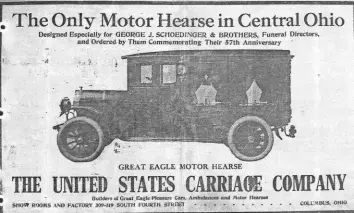  ?? THE COLUMBUS DISPATCH ?? Schoedinge­r was the first Columbus funeral service to use a motorized hearse.