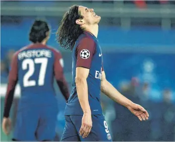  ?? FOTO: DPAI ?? Sein Tor war zu wenig: Stürmer Edinson Cavani ist mit Paris St. Germain ausgeschie­den.