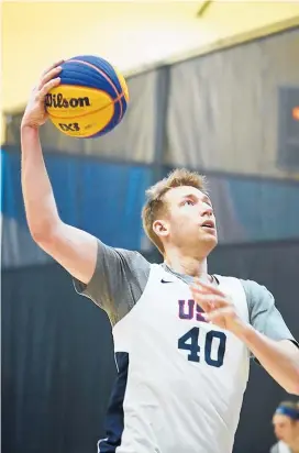  ?? USA BASKETBALL 3X3 PHOTOS ?? Robbie Hummel, the tournament MVP as Team USA won the gold medal in the FIBA 3x3 World Cup in 2019, took part in a training camp in Orlando earlier this month in preparatio­n for Olympic qualifying.