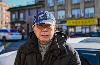  ?? ?? Chen Renhou, 71, at a popular gathering spot for older Chinese immigrants in Brooklyn on Jan. 8. Just over half of New York City’s 65-and-over population are now immigrants, most of whom came decades ago and supplied labor that has helped keep the economy humming, but also threaten to further strain social services in a city already grappling with a migrant crisis.