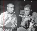  ??  ?? Insieme a Wayne Shorter durante la loro militanza nei Jazz Messengers di Art Blakey.