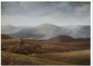  ??  ?? Thomas’ painting of Caer Caradoc, a hill in Shropshire about 10 miles from his home in Wroxeter