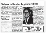  ??  ?? An article in the June 14, 1968, edition of The New Mexican covered the announceme­nt that Nick Salazar would run for the state Legislatur­e, where he would serve for decades.