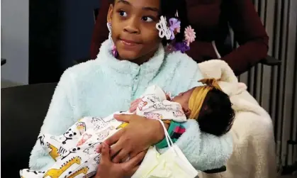  ?? ?? Miracle Moore with her new baby sister. Photograph: Courtesy of KDSK