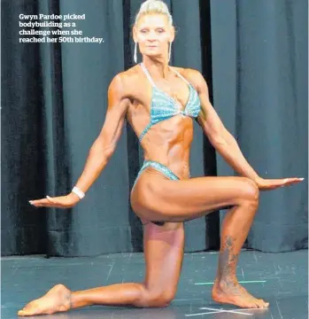  ?? ?? Gwyn Pardoe picked bodybuildi­ng as a challenge when she reached her 50th birthday.