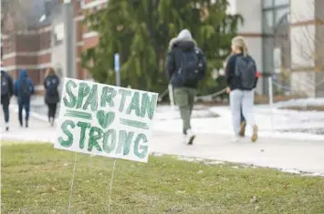  ?? BILL PUGLIANO/GETTY ?? Michigan State University “has seen an uptick in the number of scams involving unlicensed Spartan Strong products” said a school spokespers­on, referring to the official fundraisin­g campaign named after the institutio­n’s mascot.