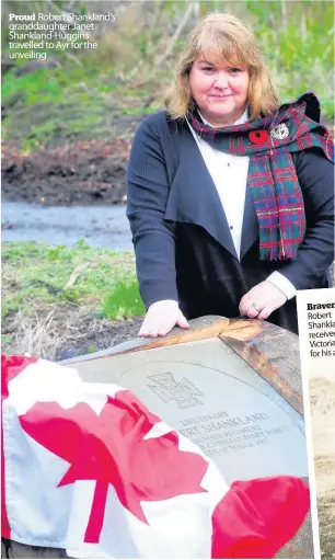  ??  ?? Proud Robert Shankland’s granddaugh­ter Janet Shankland- Huggins travelled to Ayr for the unveiling