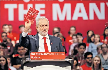  ??  ?? Jeremy Corbyn, at a campaign event in Birmingham, called on Theresa May to ditch her "triple whammy" against pensioners – cutting pension protection­s, means-testing the winter fuel allowance and forcing them to pay for home care.
