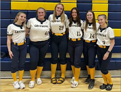  ?? COURTESY PHOTO ?? Seniors leaders of the Greater Lowell Tech softball team are, from left, Madison Bradley, Lina Gilpin, Irene Emerson, Paige Matte, Caoilinn Quealy and Megan Springer.