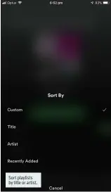  ??  ?? Sort playlists by title or artist.