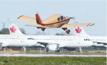  ??  ?? Pilot John Robinson in his Cherokee 180 leaves the runway at Windsor Airport for Inspiratio­nal Flight and Tribute.