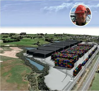  ??  ?? An artist’s impression of the Waikato Freight Hub at Horotiu once completed. Inset: Ports of Auckland CEO Tony Gibson.