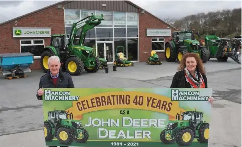  ??  ?? Michael and Michelle Hanlon at Hanlon Machinery, Marlbog Road, Haggardsto­wn.