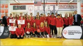  ?? PHOTO COURTESY OF SPECIAL OLYMPICS PA ?? Students, educators and guests pose after the pep rally at Souderton Area High School Thursday, Nov. 30.