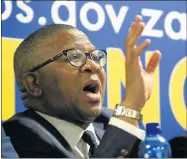  ?? Picture: SIMPHIWE NKWALI ?? SECURITY ISSUES: Police Minister Fikile Mbalula addresses the media at OR Tambo Airport yesterday