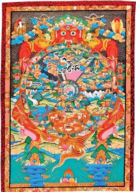  ??  ?? This thangka painting depicts the wheel of life (Credit: Master Buddha Lama, Sunapati Thangka Painting School, Bhaktapur, Nepal)