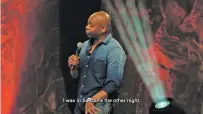  ?? SCREENSHOT FROM NETFLIX ?? In his new comedy special on Netflix, comedian Dave Chappelle discusses racially-charged incidents he’s lived through, including one in which a Santa Fe man tossed a banana peel at him in 2015 during a performanc­e at the Lensic Performing Arts Center.