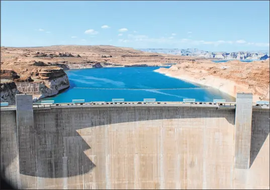  ?? Susan Montoya Bryan The Associated Press ?? Damage to tubes at Glen Canyon Dam in Page, Ariz., is spurring fears about water deliveries when Lake Powell reaches low levels.