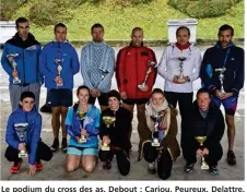  ??  ?? Le podium du cross des as. Debout : Cariou, Peureux, Delattre, Desfoux, Parisy et Maquet. Devant : Da Silva, Delarue, Lamouroux, Robert et Moreau.