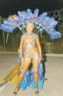  ?? ?? The Roaring Twenties backline, paired with a large backpack, was one of the two Xodus costumes that graced the UWI band launch stage.