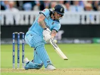  ?? GETTY IMAGES ?? Ben Stokes smashes a six during the last over of the final of the World Cup against the Black Caps.
