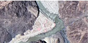  ?? PHOTO: REUTERS ?? Maxar Worldview-3 satellite image shows structures along LAC and Patrol Point 14 in the eastern Ladakh sector of Galwan Valley