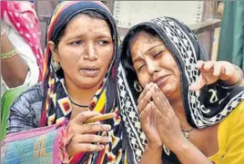  ??  ?? Mamta (right), wife of Ashok Kumar, accused in the Ryan Internatio­nal murder case, at her house in Ghamroj village, near Gurgaon, on Monday. SANJEEV VERMA/HT PHOTO