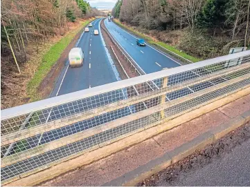  ??  ?? RECKLESS: A brick was thrown off a flyover on the M90, breaking a car window.