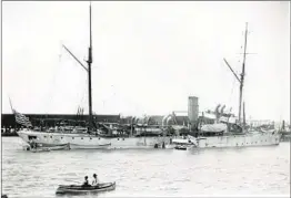  ?? COURTESY OF THE SAN DIEGO HISTORY CENTER ?? The Navy gunboat Bennington is shown grounded on mud flats in San Diego Bay after an onboard explosion, which killed 65 sailors and one officer in July 1905.