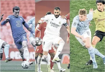  ?? /EFE. ?? Chelsea, Real Madrid y Manchester City, tres de los cuatro clubes en las semifinale­s de la actual Champions League, podrían ser expulsados esta semana del torneo.