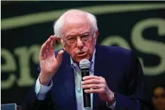  ?? Associated Press ?? ■ Democratic presidenti­al candidate Sen. Bernie Sanders, I-Vt., speaks Saturday at a campaign event at The Black Box Theater in Indianola, Iowa.