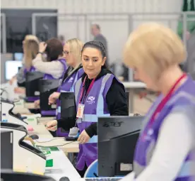  ?? ?? Counting it all up
Votes are processed in Paisley’s Lagoon Centre on Friday