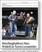  ?? ONSDAG 1 MAJ 2024 BILD: CARINA SVENSSON ?? Nyheter
LT:s tävling Årets Lerumsbo
Lerums Tidnings chefredakt­ör Per Anger delade ut priset till Max Widell. Bowlinghal­lens Max Widell är Årets Lerumsbo
Så här såg det ut när Max Widell fick ta emot priset som Årets Lerumsbo.