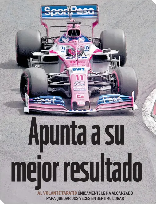  ?? ?? Checo Pérez, en el Gran Premio del 2019 que se celebró en nuestro país, a bordo del Force India, escudería de la que era parte en ese entonces.