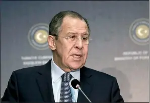  ?? AP/IBRAHIM LALELI ?? Russian Foreign Minister Sergey Lavrov said Thursday in Ankara, Turkey, that Russia will support the Syrian government until the city of Aleppo is “cleared of terrorists.”