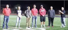  ?? TIMES photograph by Annette Beard ?? The Blackhawk Golf team was recognized after the first quarter of Friday night’s home game in Blackhawk Stadium. Lady Blackhawk golfer Katelyn Swope competed in state this past week and the boys team competed in state this past week where Pea Ridge...