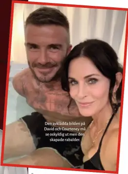  ??  ?? Den avklädda bilden på David och Courteney må se oskyldig ut men den skapade rabalder.