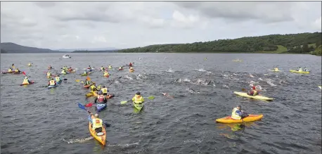  ??  ?? And they are off! The swimmers at the start of the marathon swim last Saturday.