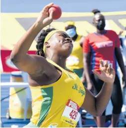  ?? IAN ALLEN/PHOTOGRAPH­ER ?? Jamora Alves, 14.93m, from St Jago High School won the Class Two girls shot put final at the ISSA/GraceKenne­dy Boys and Girls Athletics Championsh­ips at the National Stadium yesterday.