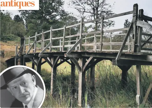  ?? PICTURE: HULTON ARCHIVE/GETTY IMAGES. ?? BUILD BACK BETTER: ‘Pooh Bridge’ fetched £130,000 at Summers Place Auctions; inset, Alan Alexander Milne.