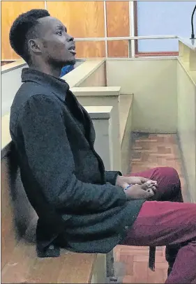  ?? Picture: ZWANGA MUKHUTHU ?? GUILTY: Tshibangu Kolonji, a profession­al nurse, slapped, flicked and stuck his fingers in the ears of a frail care patient