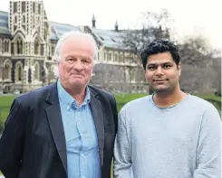  ?? PHOTO: SUPPLIED ?? Novel research . . . University of Otago’s Dr John Guthrie (left) and PhD student Balkrushna Potdar.