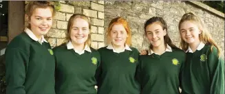  ??  ?? St Mary’s Junior Cert students Aoife Connolly, Sinead Clancy, Aeidin Kent, Katelyn Ryleen and Alison Donnelly.