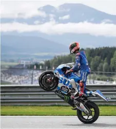  ?? — AFP photo ?? Suzuki Ecstar’s Spanish rider Alex Rins takes part in the first free practice session at the Redbull Ring racetrack in Spielberg.