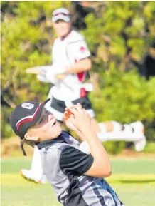  ??  ?? Young cricketer Fletcher Anderson made a great catch to dismiss Black Cap Neil Wagner on his second bat.